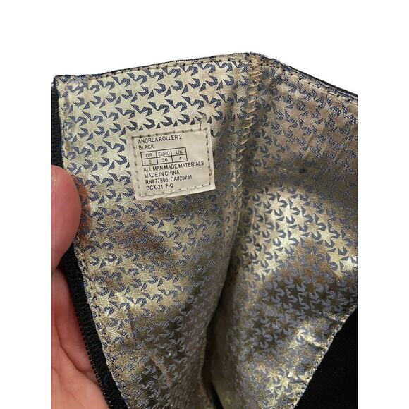 TOMMY HILFIGER Andrea Roller 2 Buckle Sparkle Riding Boot BLACK STRETCH sz 5 - Picture 3 of 8